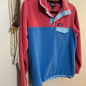 Patagonia coral and Blue Fleece Pullover